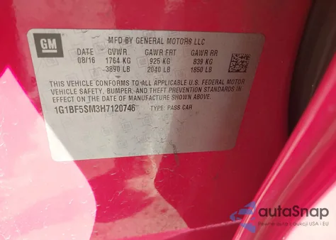 2017 Chevrolet Cruze Premier Auto из США, поврежденный, VIN 1G1BF5SM3H7120746